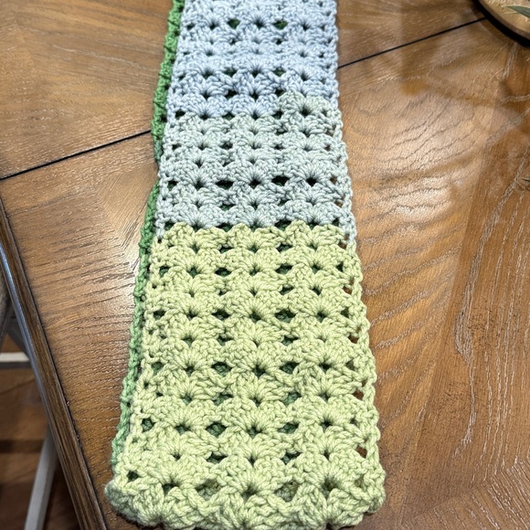 Handcrafted Green and Blue Crochet Scarf - Picture 4 of 6